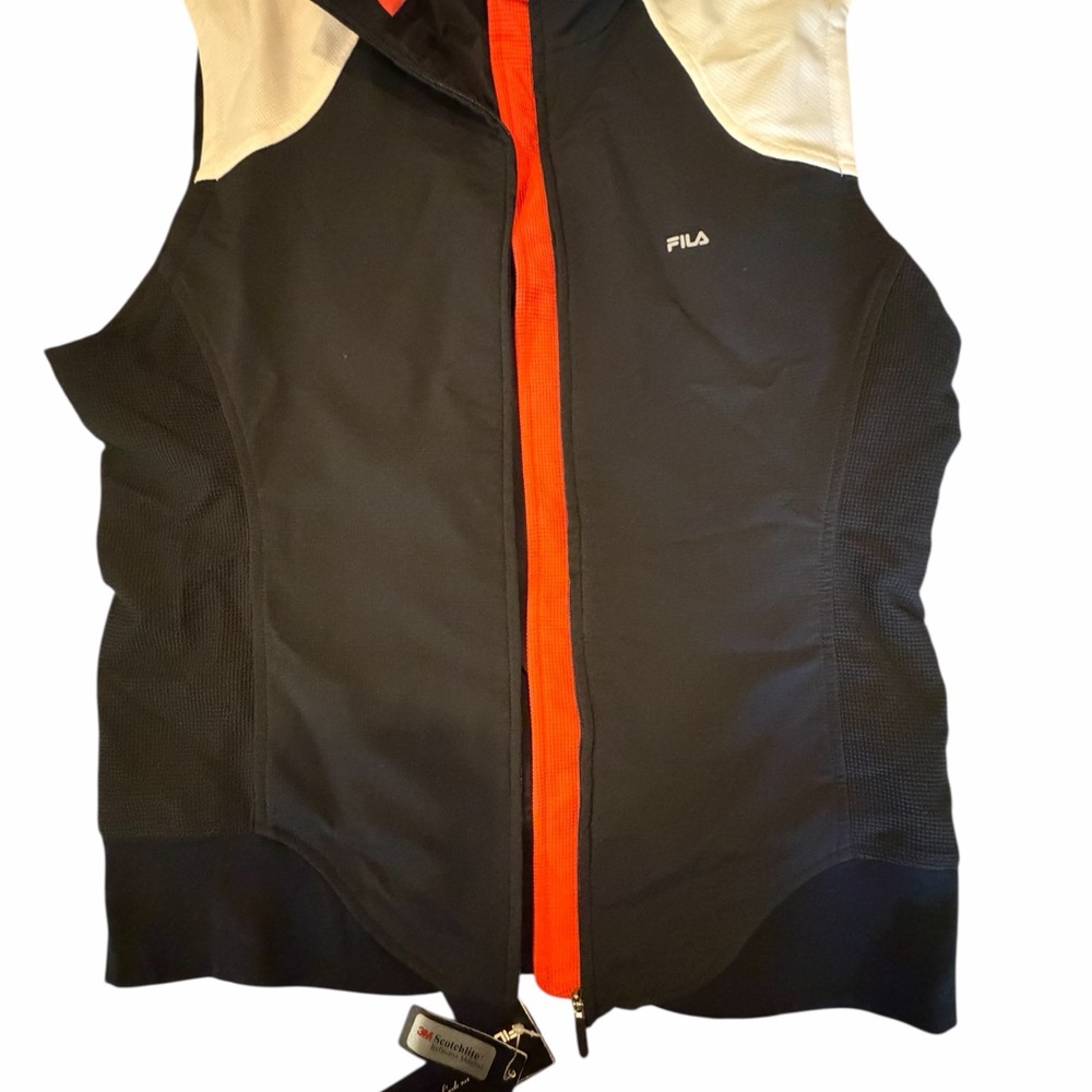 Vintage Fila Black and White Jacket with Red/Orange Zipper
